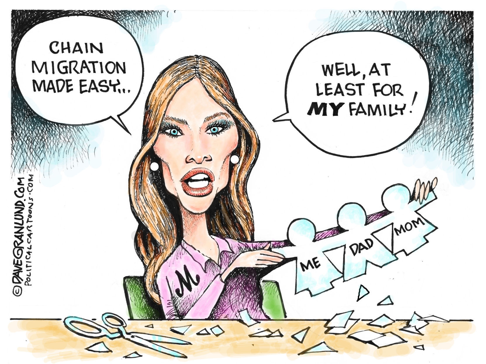 Melania chain migration by Dave Granlund, PoliticalCartoons.com
